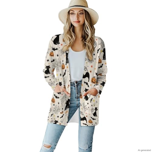 Image of Cardigan Sweaters for Women Long Sleeve Cardigan Soft Drape Open Front Fall Dusters V-Neck Jackets Dressy Loose Coat