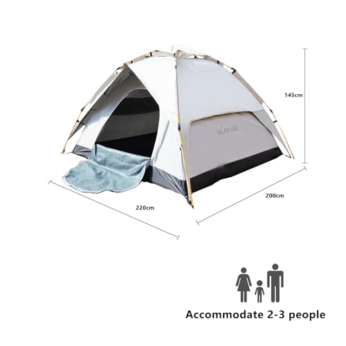 LEVSON Pop Up Tent 3 Man Waterproof Camping Tent with Screened Porch, 3 Person Dome Tent, 4 Season Outdoor Camping Tents Easy Setup for Backpacking & Hiking - Image 6