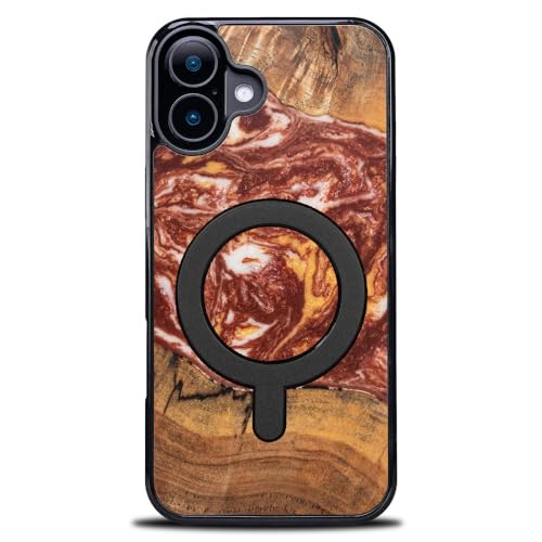 Coque en bois véritable et résine unique faite main antichoc