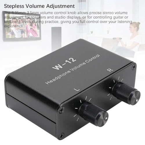 Controlador de Volumen Estéreo para Equipos de Estudio y Auriculares, Atenuador de Volumen con Caja de Aluminio Negro, 1 Unidad miniatura 2