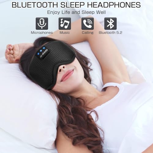 Image of LC-dolida Sleep Mask with 5.4 Bluetooth Headphones, Silk Sleep Headphones, Total Bluetooth Eye Mask for Sleeping, Sleep Soft Mask for Women Men, All Night Sleep, Travel(Ink)