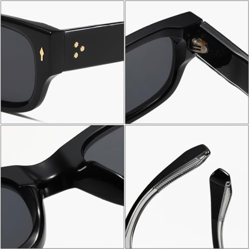 Lunettes de soleil double couleur avec branches larges et rivets - 4