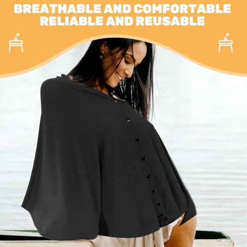 Écharpe d'allaitement en coton noir réutilisable pour protection complète