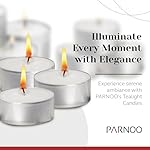 100 Pack Tealight Candles in Metal Cups - Clean White Unscented Tealight with 6 Hour Long Burning Time - Votive Candles Bulk for Romantic Dinner, Weddings, Spa & Hotels by PARNOO - Image 2