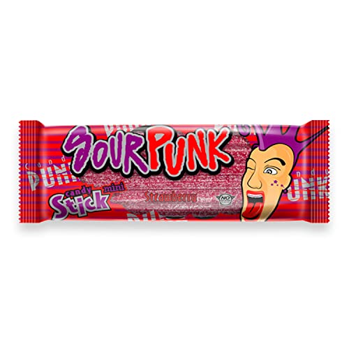 Image of Sour Punk Mini Strawberry Candy Sticks 20 Gm - Pack Of 36