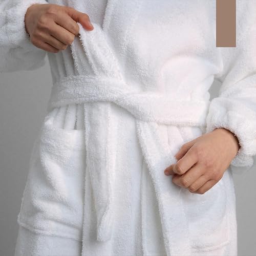 Lunya Spa Terry Cloth Robe - Premium Turkish Cotton Bathrobe with Elastic Cuffs and Pockets - Sincere White4