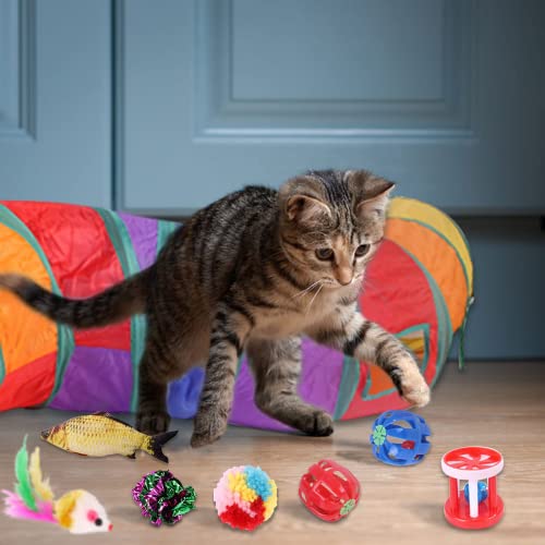 Jouets Chat,30 Pièces Kit Jouet Chats,Jouets pour Chats Interactif Jeux Chaton avec Tunnel,Poisson,Souris,Plume,Balle Jeux Chaton – Image 5