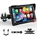 LAMTTO Schermo Wireless CarPlay e Android Auto per Moto, Aggiornamento Portatile da 7 Pollici con Touch Screen Impermeabile IP67 con Navigazione, Bluetooth Siri/G00gle Assistente immagine