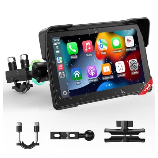 LAMTTO 7" Motorrad CarPlay & Android Auto Bildschirm, IP67 Ganzkörper Wasserdicht GPS Navigation für Motorrad, Bluetooth Siri/G00gle Assistente