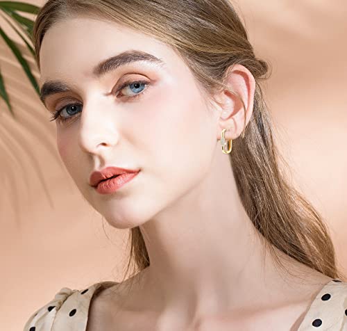 18K Gold Plated Dainty U Shape Huggie Earring for Women, Cubic Zirconia O Huggie Hoop Earrings, Hypoallergenic, Gifting, Everyday Wear4