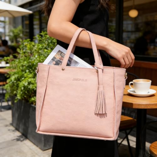 Tote Bag Set de 4 piezas rosa PU cuero mujer miniatura 2