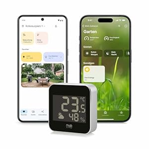 Eve Weather (Matter) – Smarte Wetterstation, Temperatur, Luftfeuchtigkeit, Wettertrend, IPX4-Wasserbeständigkeit, kabellos, Google/Alexa/Siri-Sprachzug... Thread Border Router erforderlich, Schwarz
