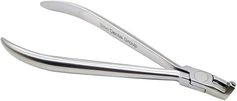 Dental Orthodontic Distal Cutter Plier, Flush Cutter With Safety Holder, Cuts Wire Up To .021" x .025" .53 mm x .64 mm, Standard Head Long Handle