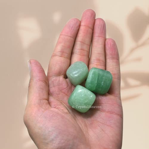 Image of Certified Green Aventurine Crystal Healing Tumbled Stone, Natural Polished Crystals for DIY Crafts, Manifestation, Meditation, Pooja Feng Shui and Reiki Healing (30 Grams)