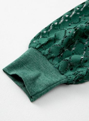 blibean Girls Fall Blouse Semi Formal Lace Loose Long Sleeve Tops Tween Kids Elengant Dressy Tee Shirts Western Solid Party Outfits Clothes Size 10-11 Years Old Green