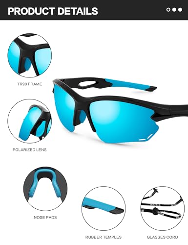 BIRCEN Sport Polarized Sunglasses for Men - Women: UV Protection Fishing Glasses for Driving Running Cycling - Thumbnail 4