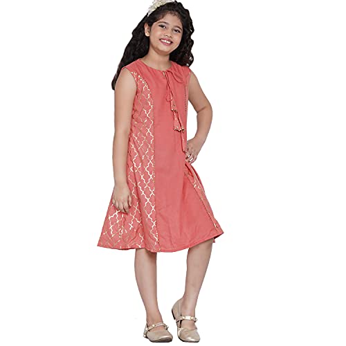 Image of Bitiya By Bhama Baby-Girl's Cotton Blend Fit and Flare Midi Casual Dress