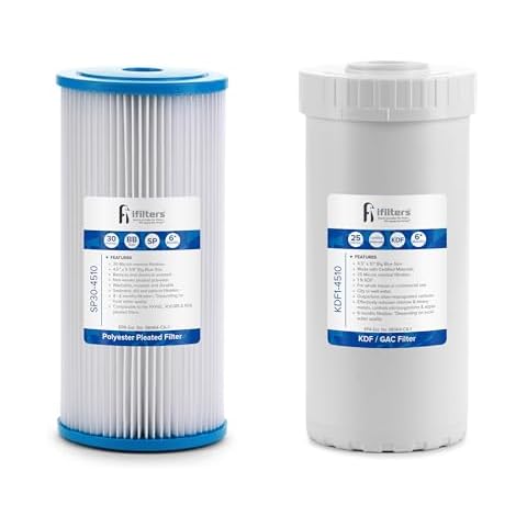 iFilters Whole House Sediment & GAC/KDF Replacement Water Filter Cartridge Set | 100% Compatible with 4.5”x10” Dual systems like MWH-D-WELL & SP30-KDF1-4510 Cover