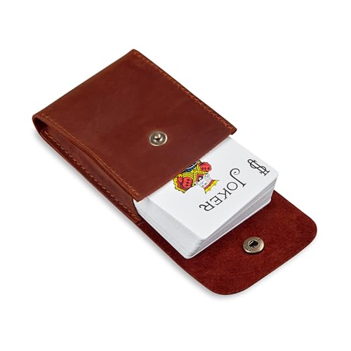 Playing Card Case, Leather Case for Board Games, Playing Card Holder, Card Deck Holder (Cognac)4