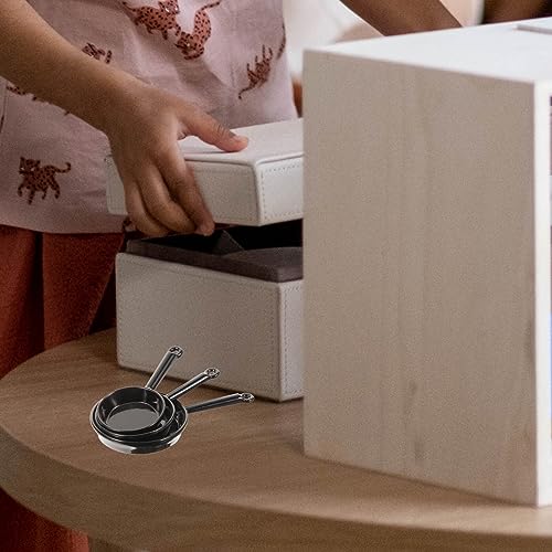 BESTOYARD Conjunto De Panelas De Metal Em Miniatura Para Casa De Bonecas 3 Peças Escala 1/12 Panelas