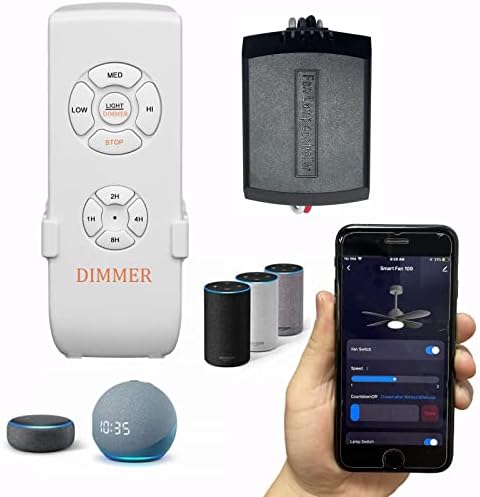 Universal Smart WiFi Ceiling Fan Remote Control Kit, Compatible with Alexa, Google Assistant and Smart Life App, No Hub Required DIMMER