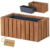 HOMERZO Jardinera de madera rectangular – marrón impregnada, 45x23 H20)