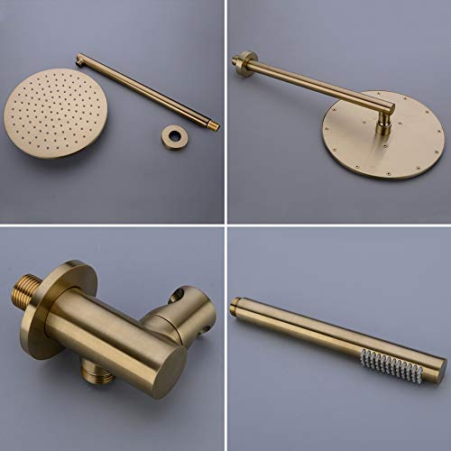 Colonne de douche laiton or brossé 25cm pour salle de bain chic