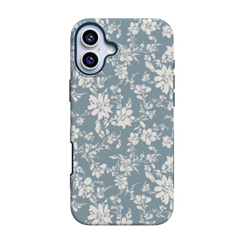 Casely iPhone 16 Plus Case | Afternoon Tea | Blue Floral | Bold Protective Design | Compatible with MagSafe