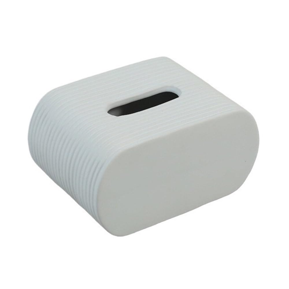 Tissue Case Paper Towel Holder Ceramic Solid Color Texture Home Kitchen Bedroom Desktop Tissue Dispenser(White)