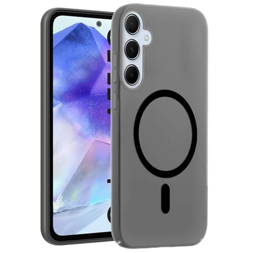 Image of SHINESTAR Back Cover for Samsung Galaxy A55 5G | Frosted Semi-Transparent Slim Case | Only Compatible with Wireless Magnetic Accessories | Hard Back, Matte Finish - Black