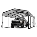 12'x24'x8.5' Metal Carport Galvanized Steel Roof, Enhanced Base Steel Carport Kit for Tractors, Pickup/Trucks, Boats & Cars