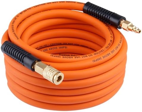 WNCGC 25FT Hybrid Air Hose - 1/4 Inch Heavy Duty Compressor Hose, 300 PSI, All-Weather Flexible