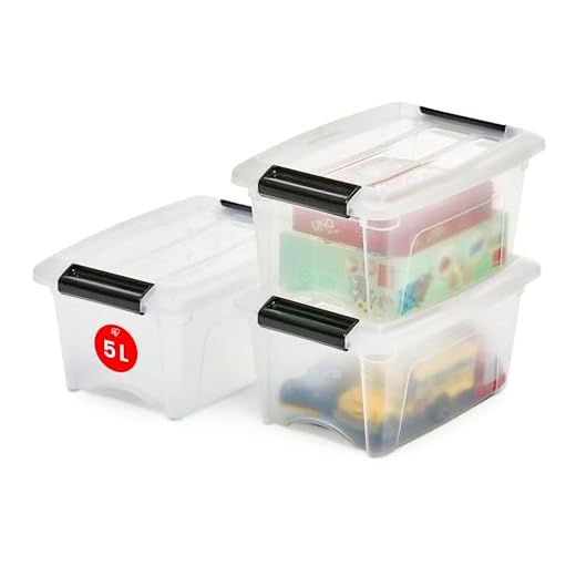 Iris Ohyama, scatola, portaoggetti in plastica, Lotto da 3, 5 l, chiusura a maniglia rapida, ermetico, ufficio, garage, capannone, lavanderia, New Top Box NTB-5, trasparente