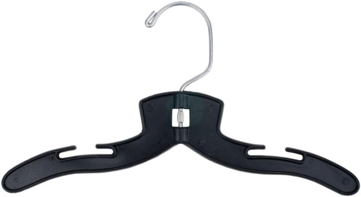 NAHANCO Children’s Plastic Shirt Hangers, Super Heavy Weight - 10" Black with Black Hook (Pack of 200), Made in USA