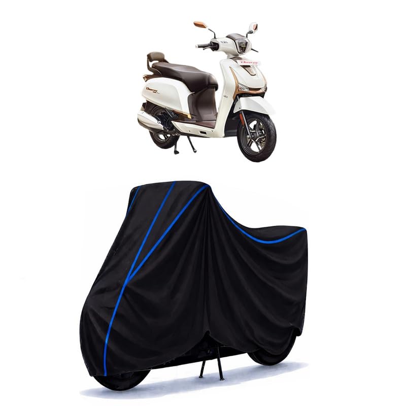 Image of Scooty Cover Water Resistant for Destini 125 Xtec VX | Universal Scooter & Bike Cover | Heavy Duty UV Dust, Rain & Scratch Protection | Elastic Fit All Weather Indoor Outdoor | Black with Blue Piping