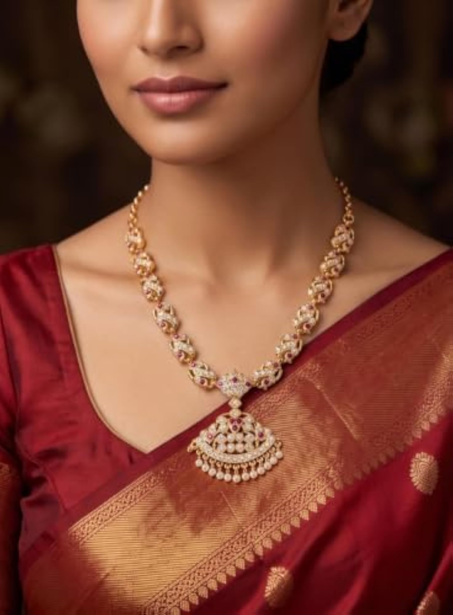 Women's Classic Ruby Leaf Necklace