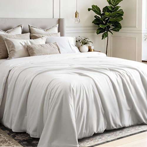 COHOME King 100% Mulberry Silk Quilt Duvet Insert - All-Season Warm Comforter 100% Cotton Cover Breathable Skin-Friendly 8 Corner Ties WhiteExtra Warm 90x106 300gsm Filling