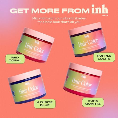 Image of INH Semi Permanent Hair Color | Color Depositing Conditioner | Red Hair Dye | No Bleach, No Peroxide Temporary Red Coral Tint for Women, Men | Vegan, Ammonia Free, Sulfate Free, Ready to Use 6oz