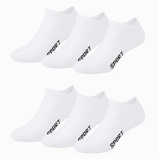 Meia Sapatilha Invisível Branca Kit 6 Pares Esportiva – Masculina/Feminina – Cano Baixo, Confortáveis, Antiodor, Respirável, Ideal para Academia, Corrida, Treino e Casual (36-42)