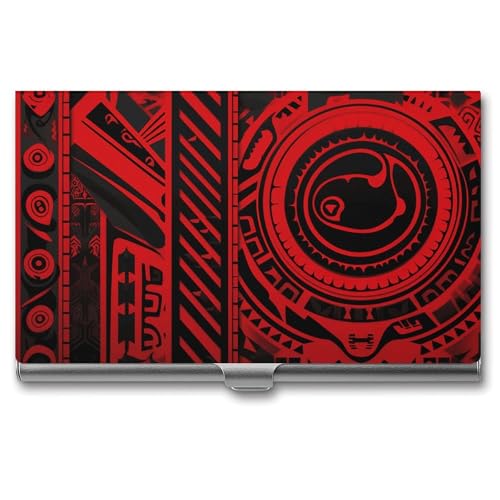 Slim Metal Business Card Holder - Black And Red Aluminum Alloy Card Case with Buckle Closure, Holds 20 Cards & Cash, Professional Credit Card Size ID Holder for Men Women Gift