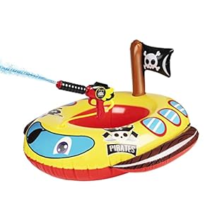Inflatable Pool Floats Kids with Water Gun, Pirate Ship Pool Floats for Toddlers, Blow Up Pool Toys for Kids Ages 4-8, Summer Fun Boat Shaped Water Toys Swimming Floaties for Boys and Girls