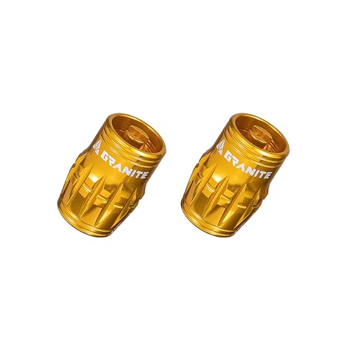 Granite Juicy Nipple Valve Cap with Valve Core Removing Function, Tire Valve Caps Dust Covers for Bikes and Vehicles, Durable Alloy Schrader Valve Cap, 2-Piece Set (Gold)