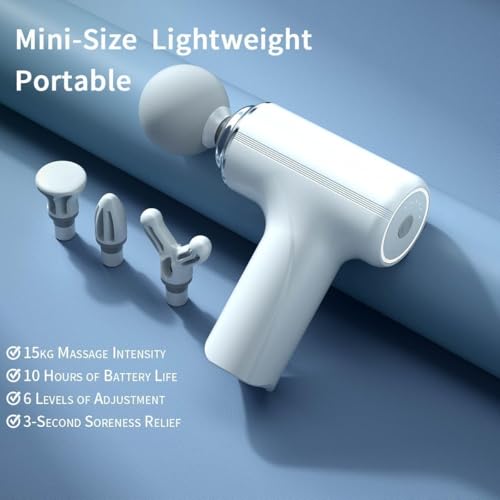 Image of Massage Gun for Deep Tissue Muscle Relief, Portable 6-Speed Percussion Body Massager with 4 Interchangeable Heads for Pain Recovery & Relaxation MULTICOLOUR