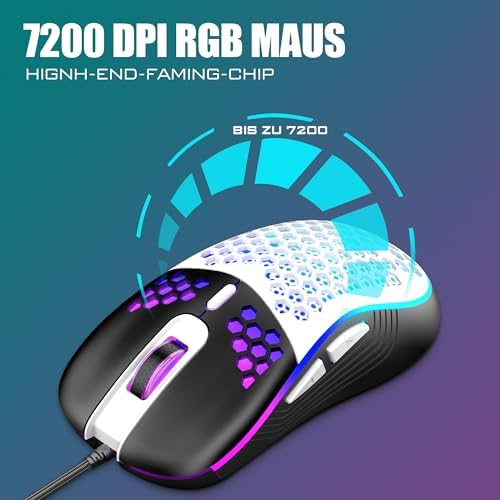 RedThunder 60% Gaming Keyboard and Mouse Combo, Ultra-Compact 61 Keys RGB Backlit Mini Keyboard, Lightweight 7200 DPI Honeycomb Optical Mouse, RGB Wired Gaming Set for PC PS5 Xbox Gamer(WhiteBlack) - 3