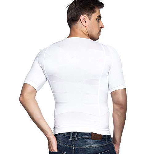 Odoland Men's Compression Shirt, Short Sleeve Shapewear Body Shaper, Slimming Shirt Tank Top Tummy Vest3