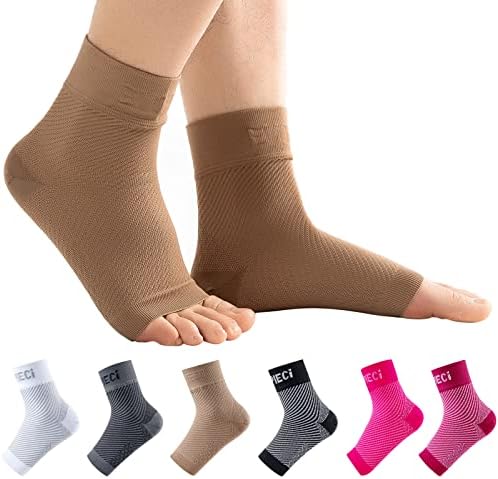 EVOPLECI Ankle Compression Sleeve Open Toe Ankle Compression Socks Plantar Fasciitis Socks for Women Brace Ankle Brace for Men Women Arch Support,Injury Recovery,Joint Pain … (DARK SKIN, M)