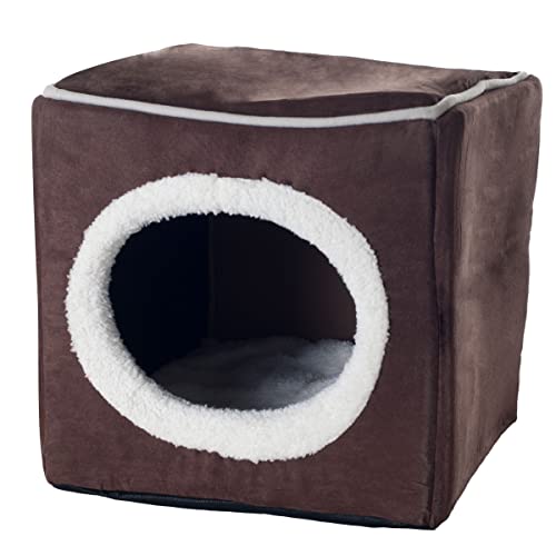 Petmaker Cozy Cave Enclosed Cube Pet Bed - Dark Coffee, 13X13.5X12" #TOP6
