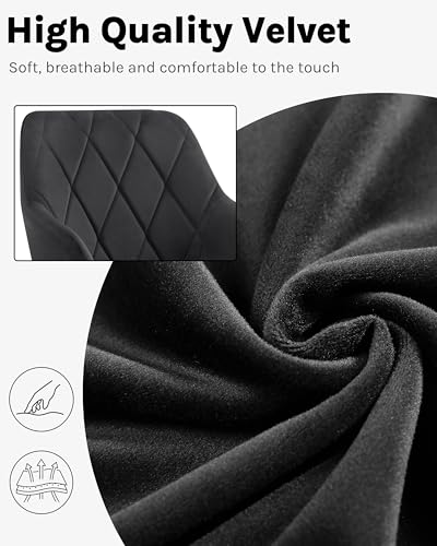 WOLTU Dining Chair Set of 4, Upholstered Armchair with Arms, Metal Legs, Velvet, for Kitchen, Living Room, Lounge, Black, BH352sz-4 - Image 8