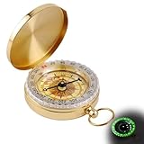 YUVKIN 1 Pcs Kompass Outdoor Portable mit Leuchtziffern Wasserdicht für Camping Wandern Jagd und Aktivitäten im Freien (Golden)