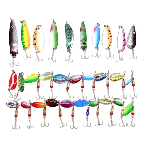 YROHGKPN 30Pcs Spinner Baits Trouts Fishing Lures long shots Spoon Sequins Fishing Jigs Spoons Lure Hard Metal Baits
